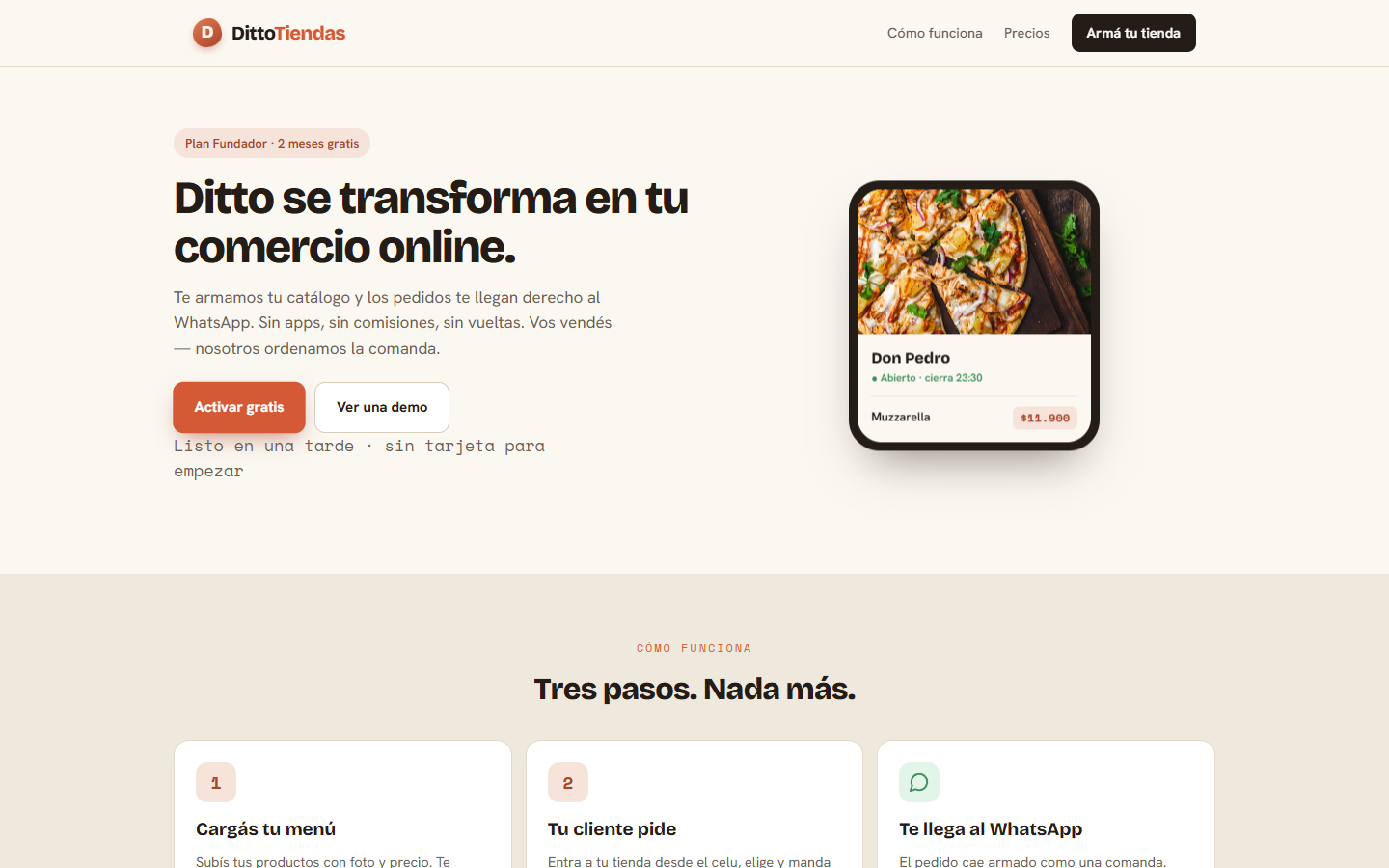 Captura del sitio DittoTiendas