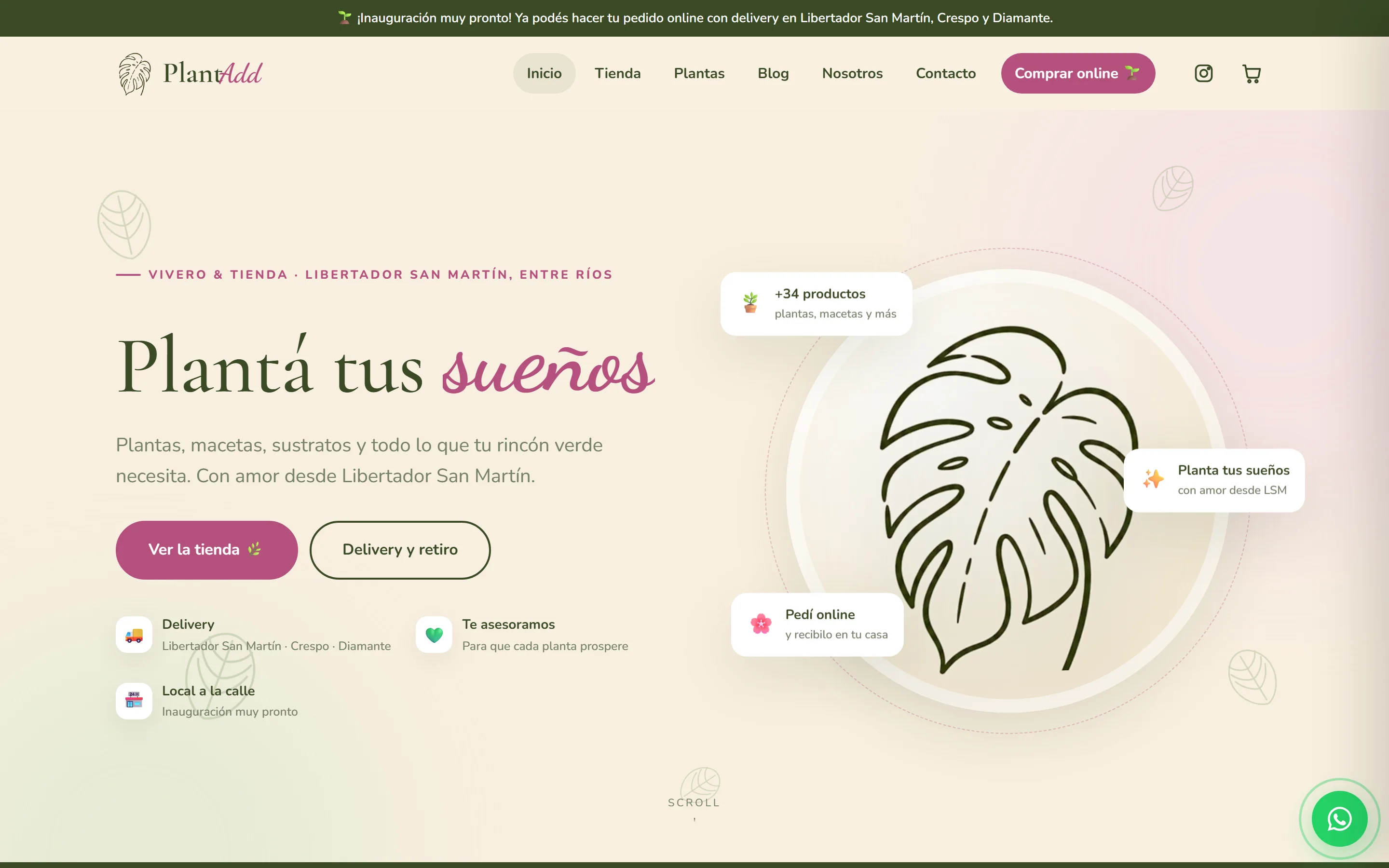 Captura del sitio PlantAdd Vivero